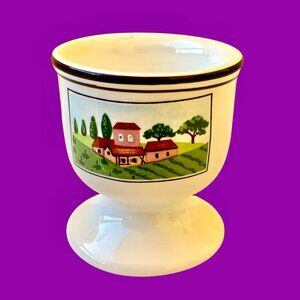 VILLEROY & BOCH Egg Cup Design Naif Farmhouse Farmer Double Sided Graphics